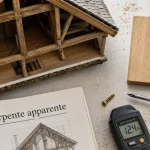 Charpente apparente : poutres en bois et isolation