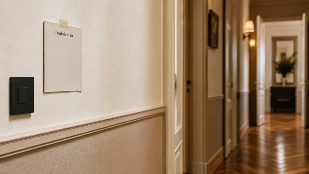 Couleur peinture pour couloir étroit : blanc cassé ivoire beige taupe