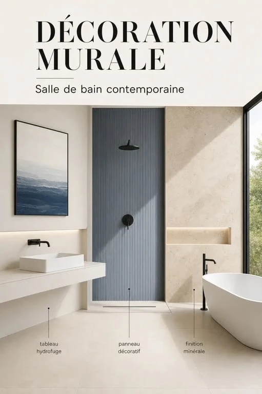 Inspiration de décoration murale salle de bain dans une salle de bain contemporaine
