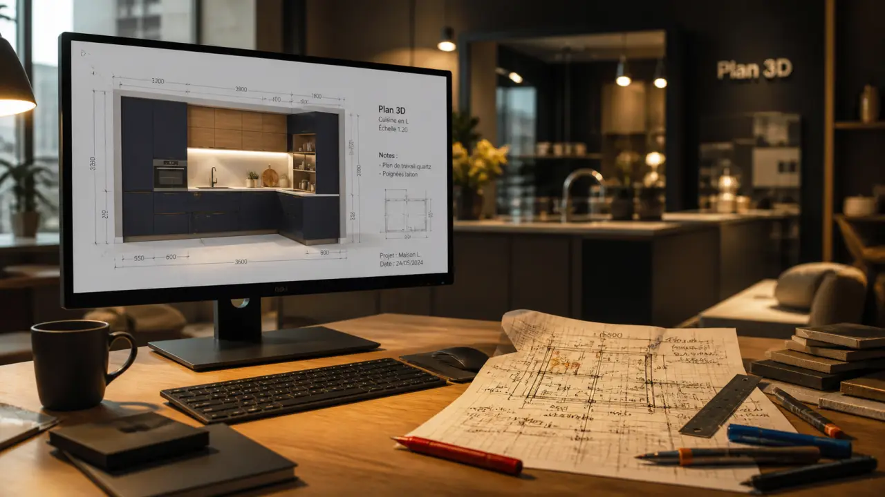 Conception cuisine logiciel : vue 3D avec budget et contraintes