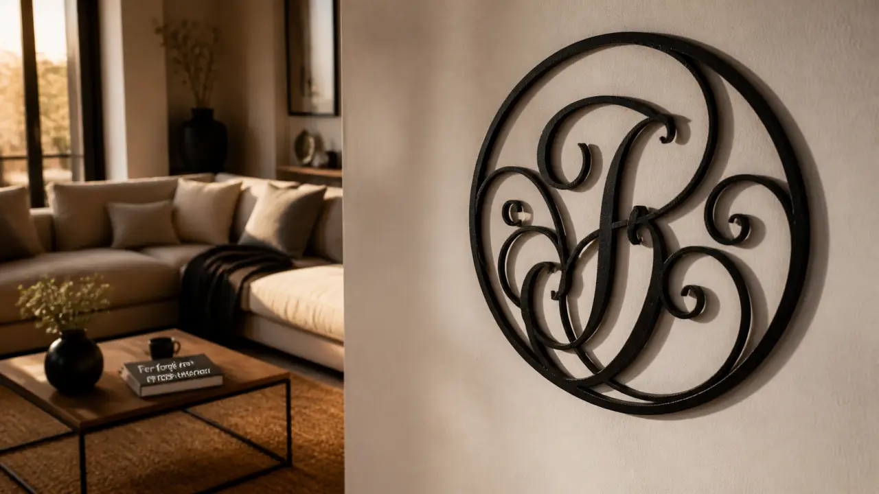 Décoration fer forgé intérieur noire en volutes pour salon et entrée