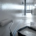 Peinture epoxy murale : préparation du mur avant 2 couches, rouleau et gants