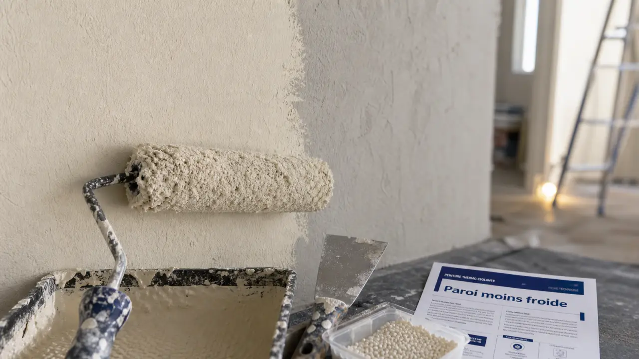 Peinture pour isolation thermique sur mur intérieur en béton, effet paroi moins froide