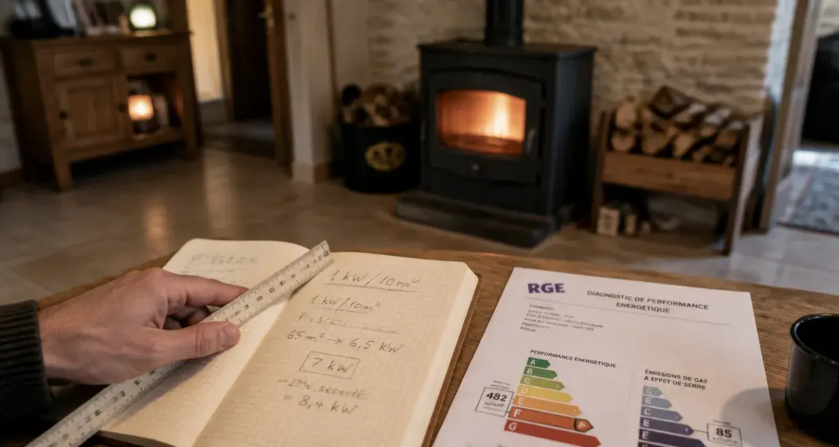 Puissance poele a bois : calcul dimensionnement sans surchauffe