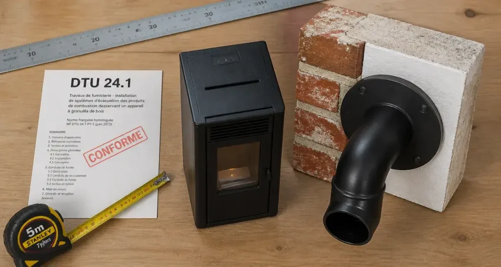 Reglementation sortie ventouse poele a granule : DTU 24.1 zones de rejet