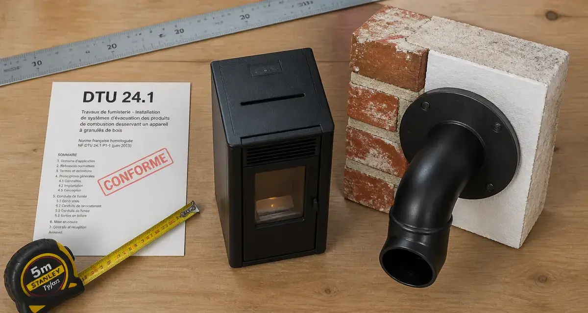 Reglementation sortie ventouse poele a granule : DTU 24.1 zones de rejet