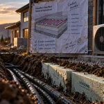 Chauffage en géothermie : tranchée et captages enterrés, local technique