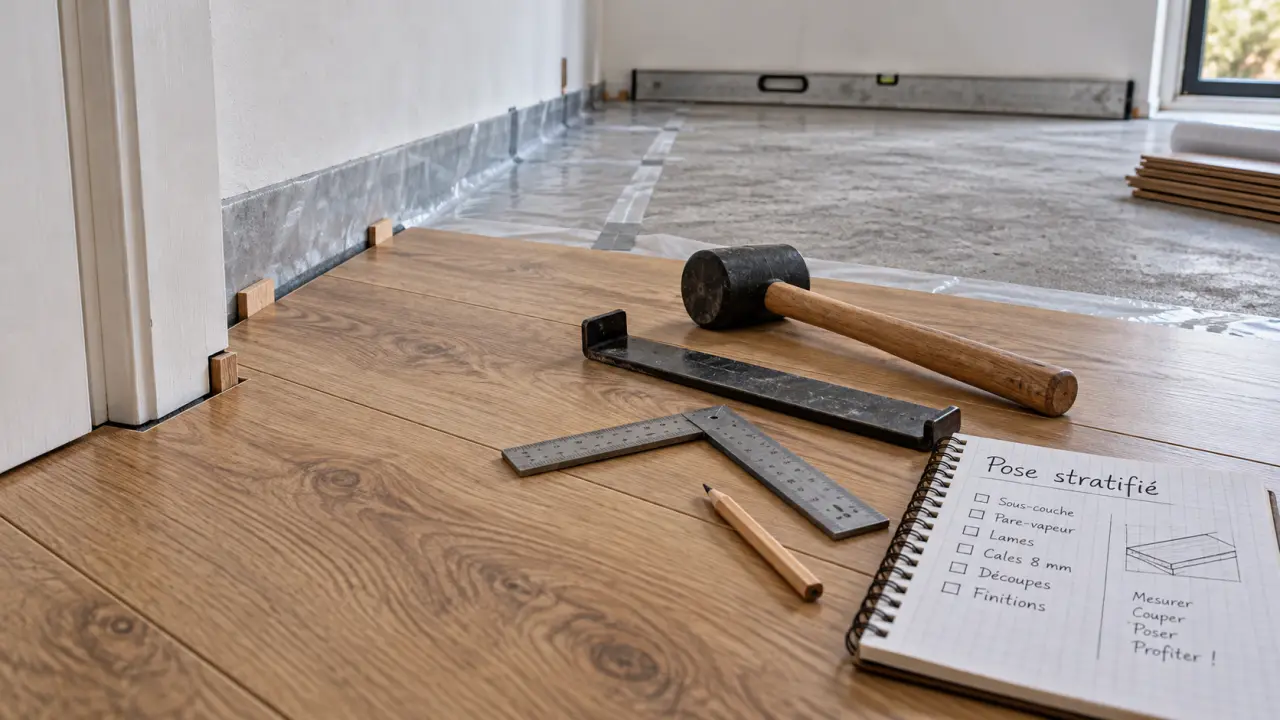 Comment poser parquet stratifié : garder 8 mm de jeu contre le mur