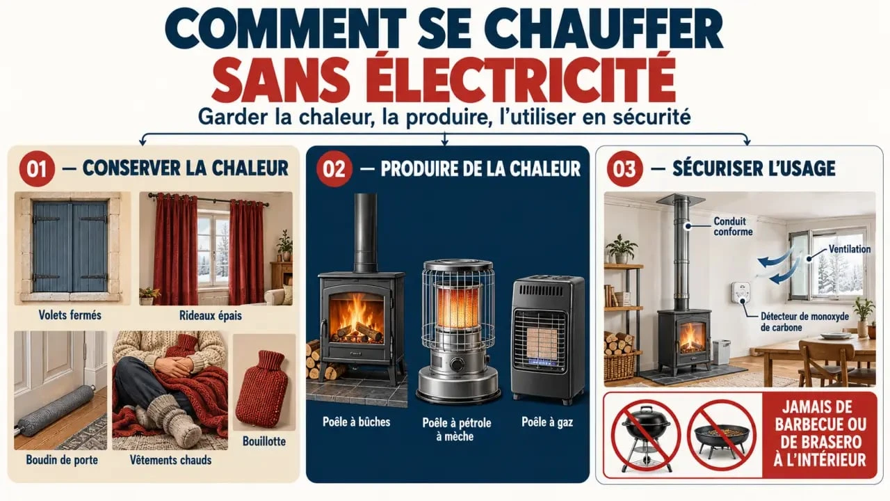 Comment se chauffer sans électricité : conserver la chaleur, choisir un appareil autonome et respecter les règles de sécurité