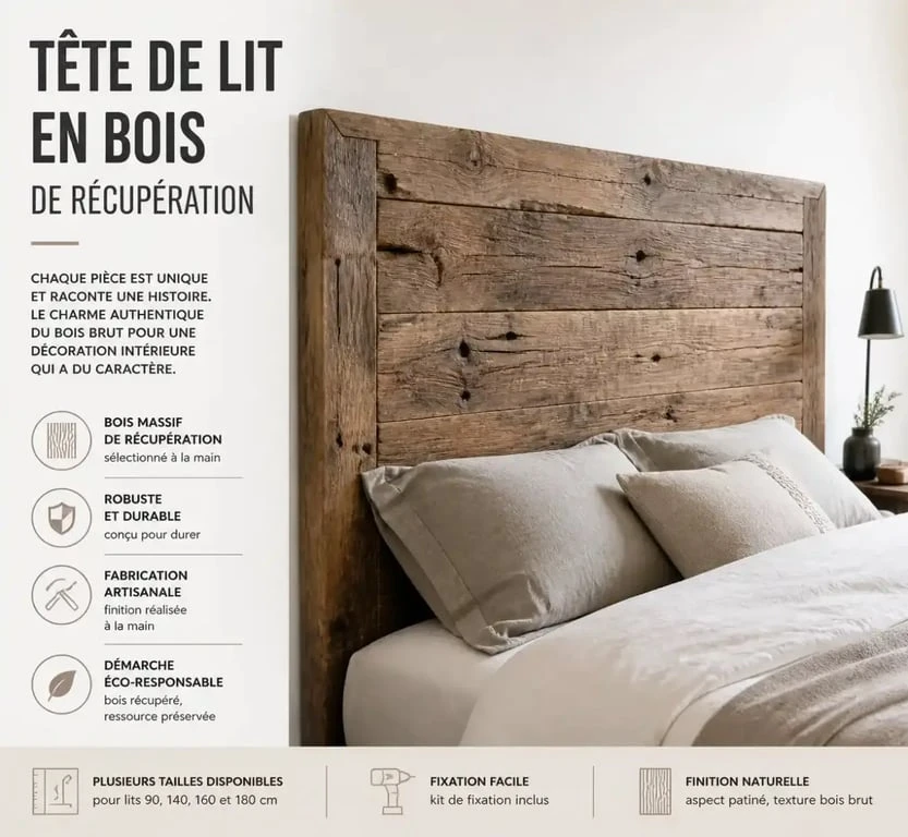 Tête de lit bois diy en bois de récupération pour un style rustique