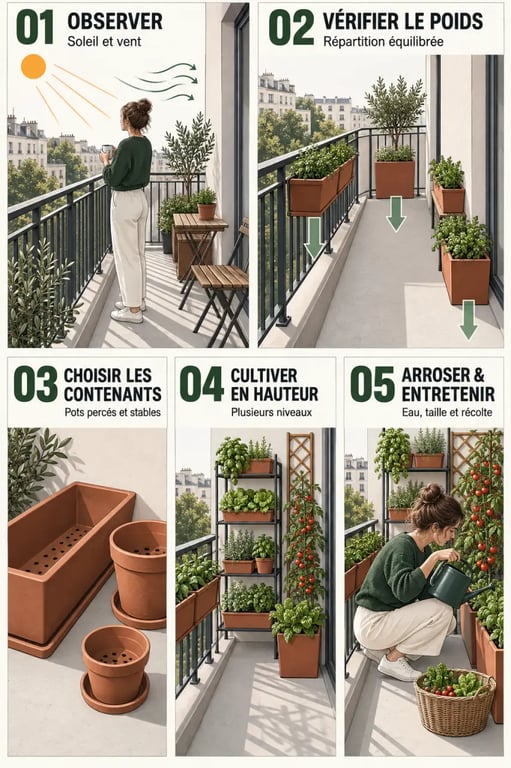 Étapes pour aménager un potager urbain sur un balcon ou une terrasse