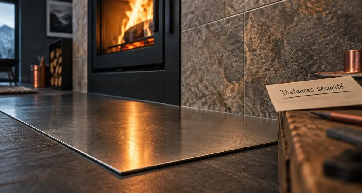 Habillage mur derrière poele à bois : parement décoratif et distances de sécurité