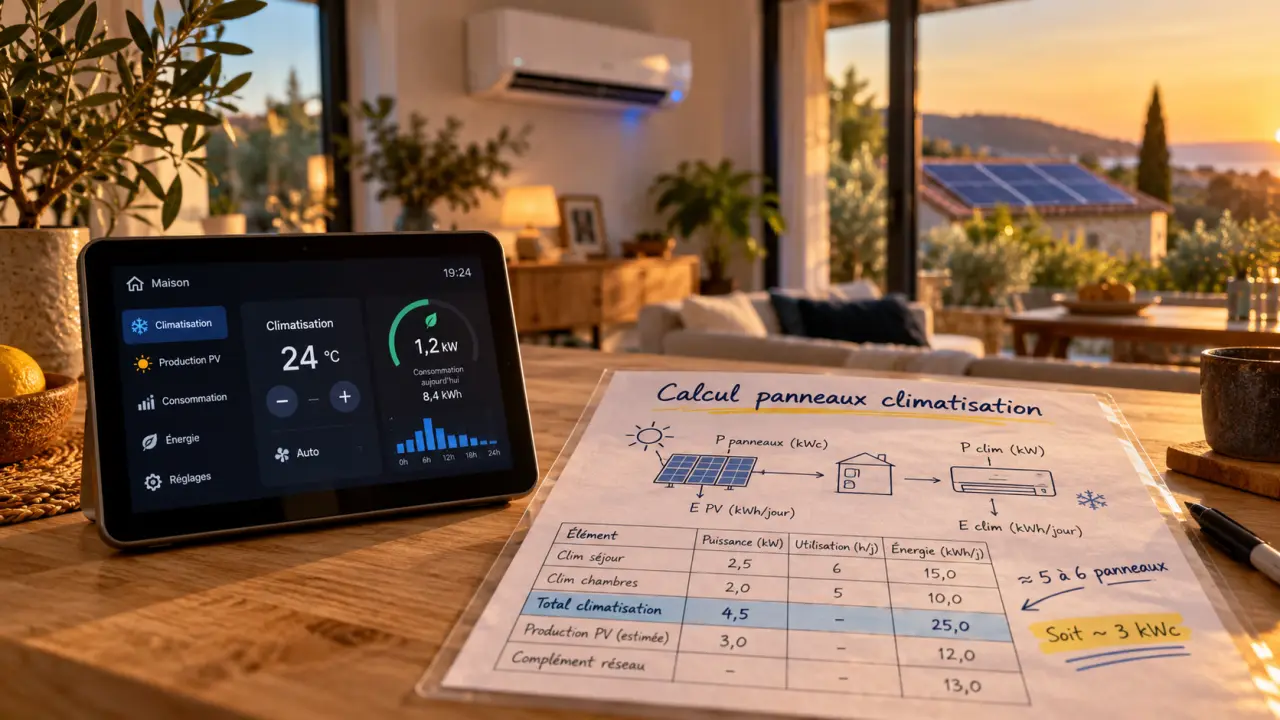 Panneau solaire climatisation : calcul besoins, froid vs électricité