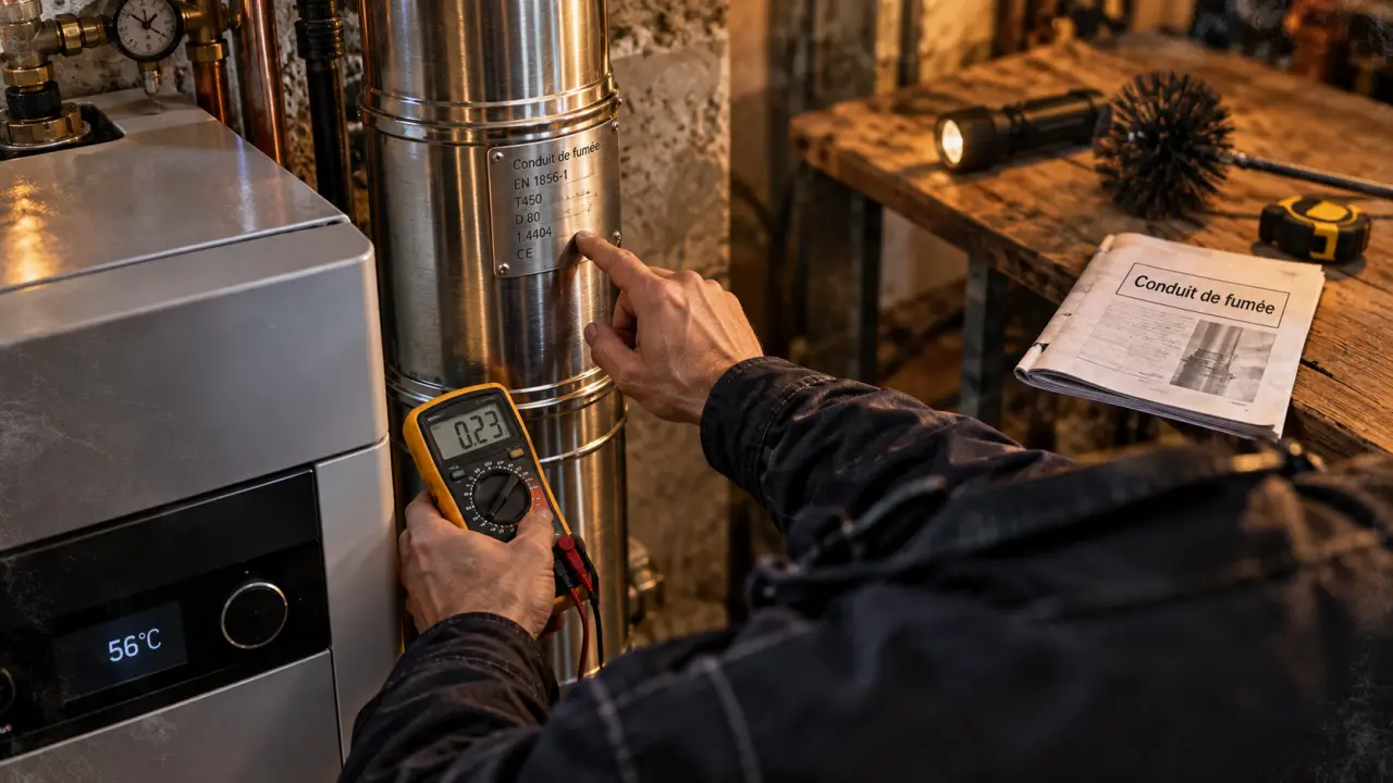 Réglementation conduit de fumée chaudière gaz : vérification 40 cm