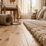 Revetement sol chambre : parquet chêne clair, tapis et moquette pour confort au sol